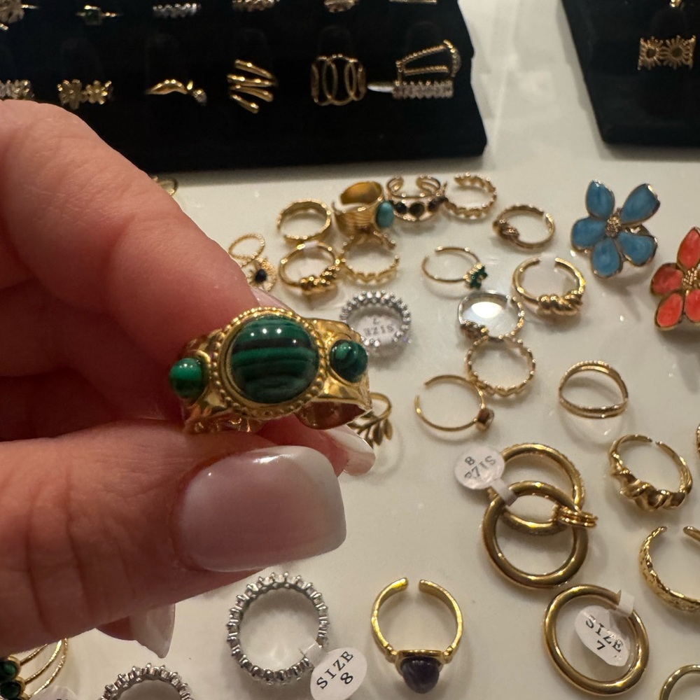 Elegant Gold and Green Ring 18 k plated gold